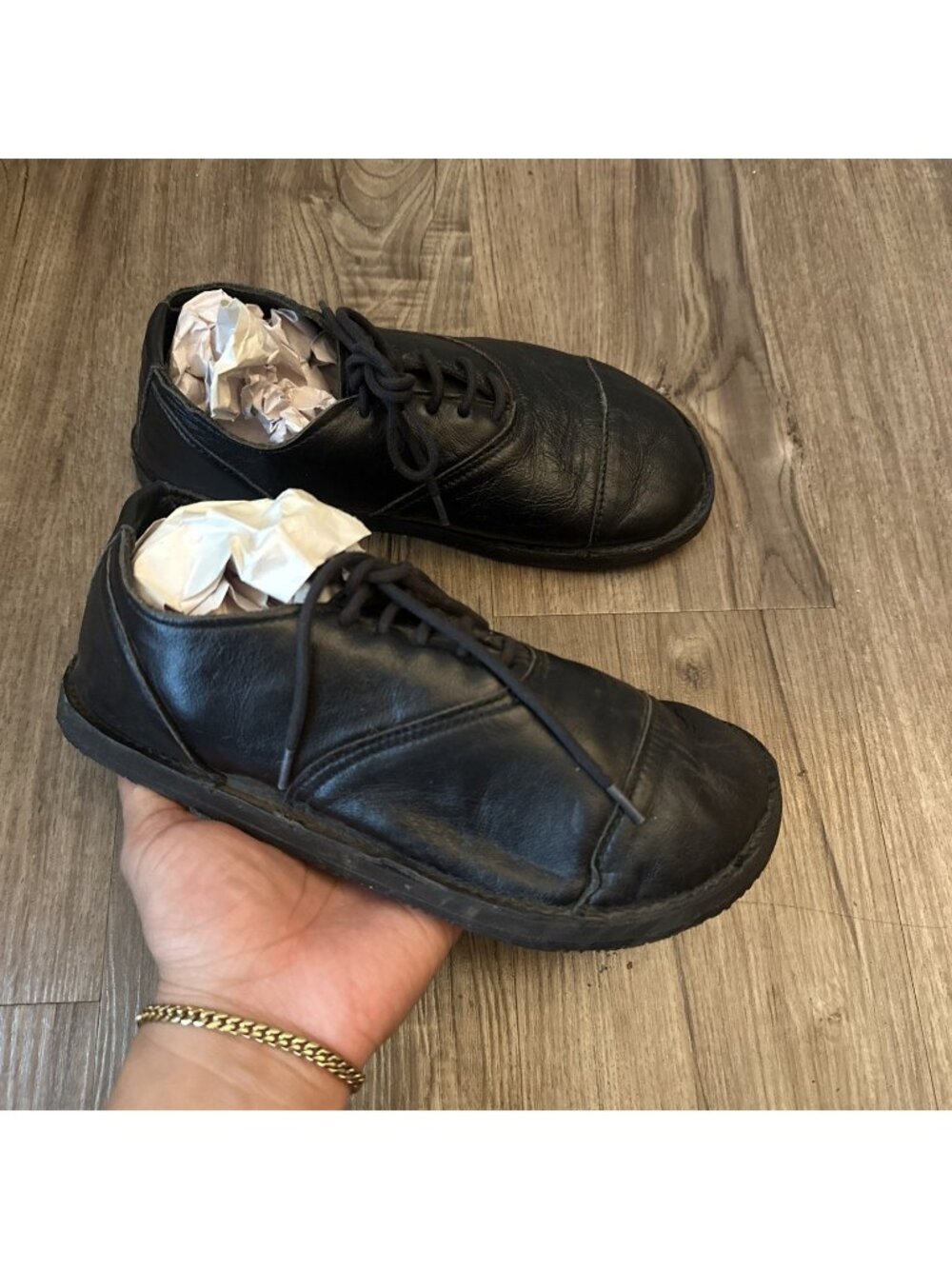 Soft Star Shoes Black Lace Up  Leather Vibram Soles Mens 6 Women 7.5